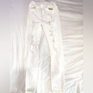 SHEIN white ripped jeans